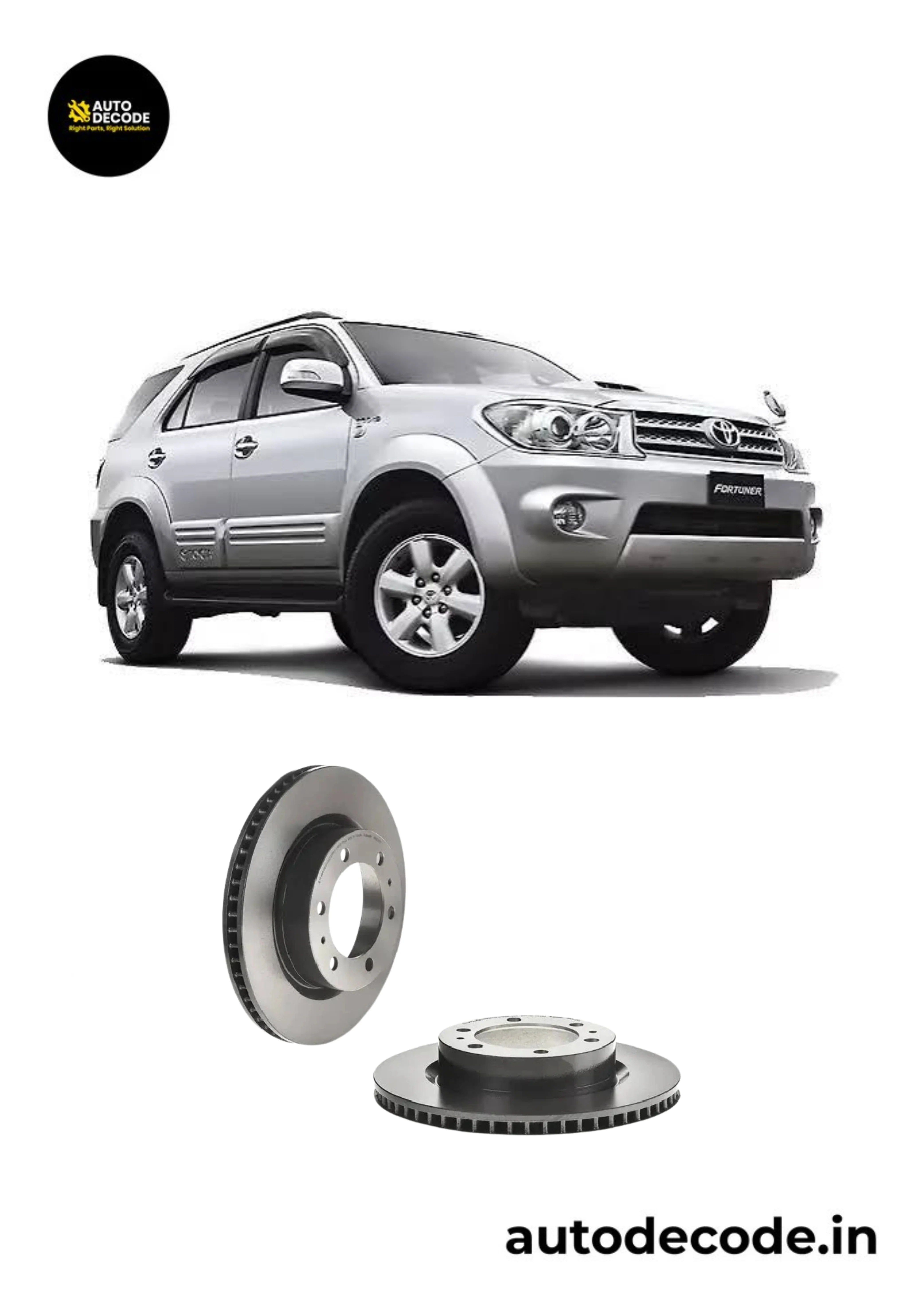 Front Brake Disc for Toyota Fortuner Diesel 1st Gen - Type 1 | TVS |