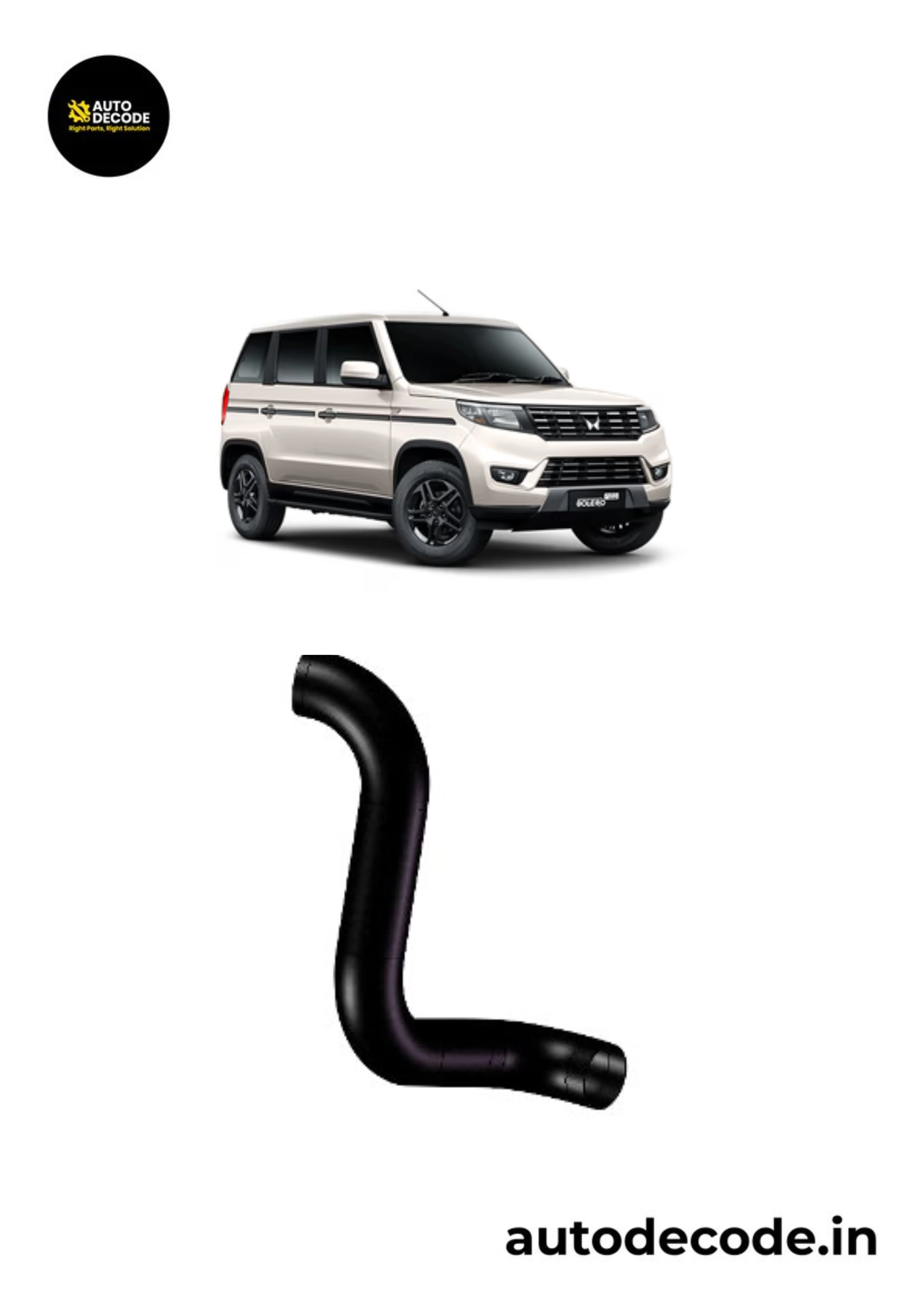 Hose Intercooler Inlet for Bolero Neo - Mahindra Genuine (Part No. 0313DAM00160N)